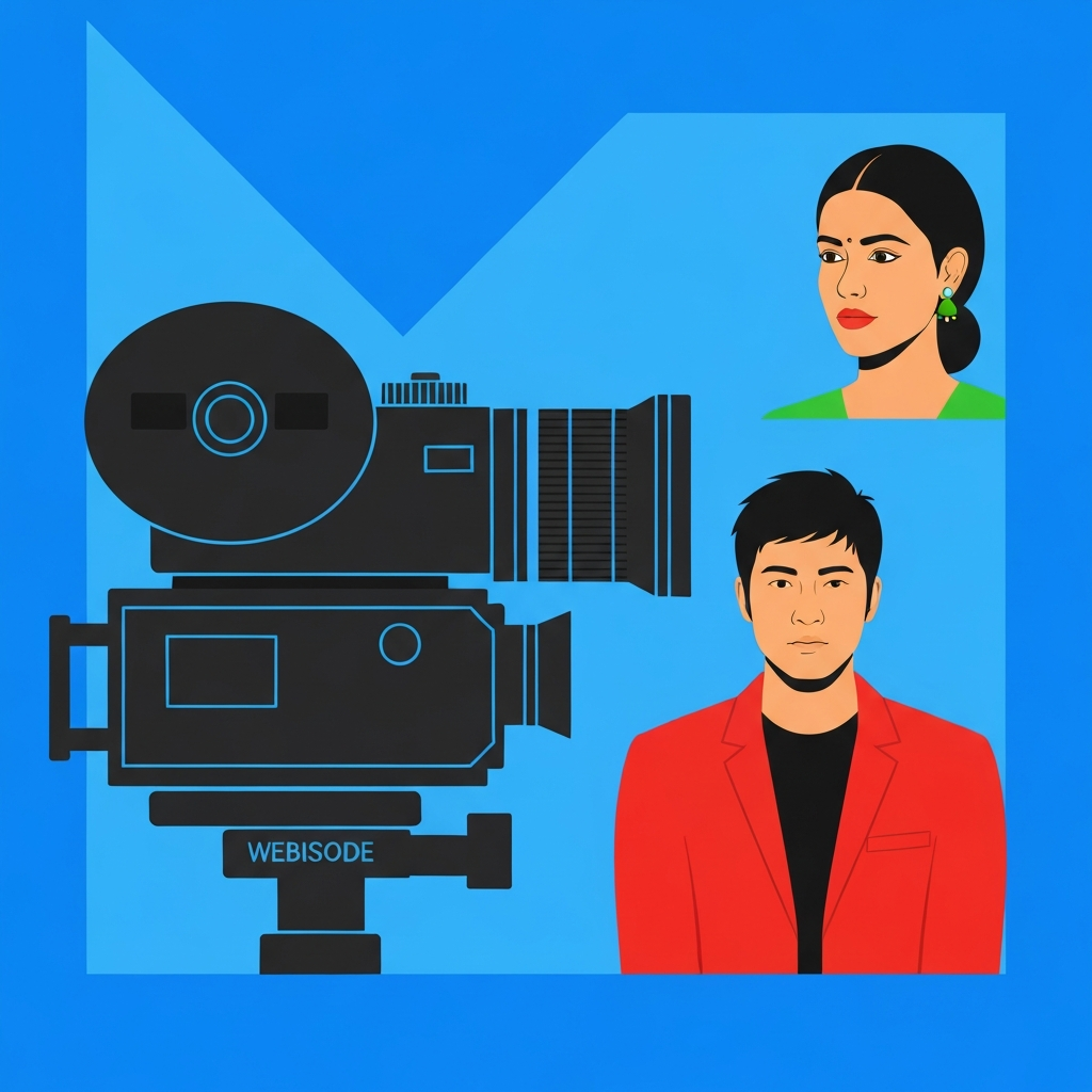 A camera filming a scene for a webisode.