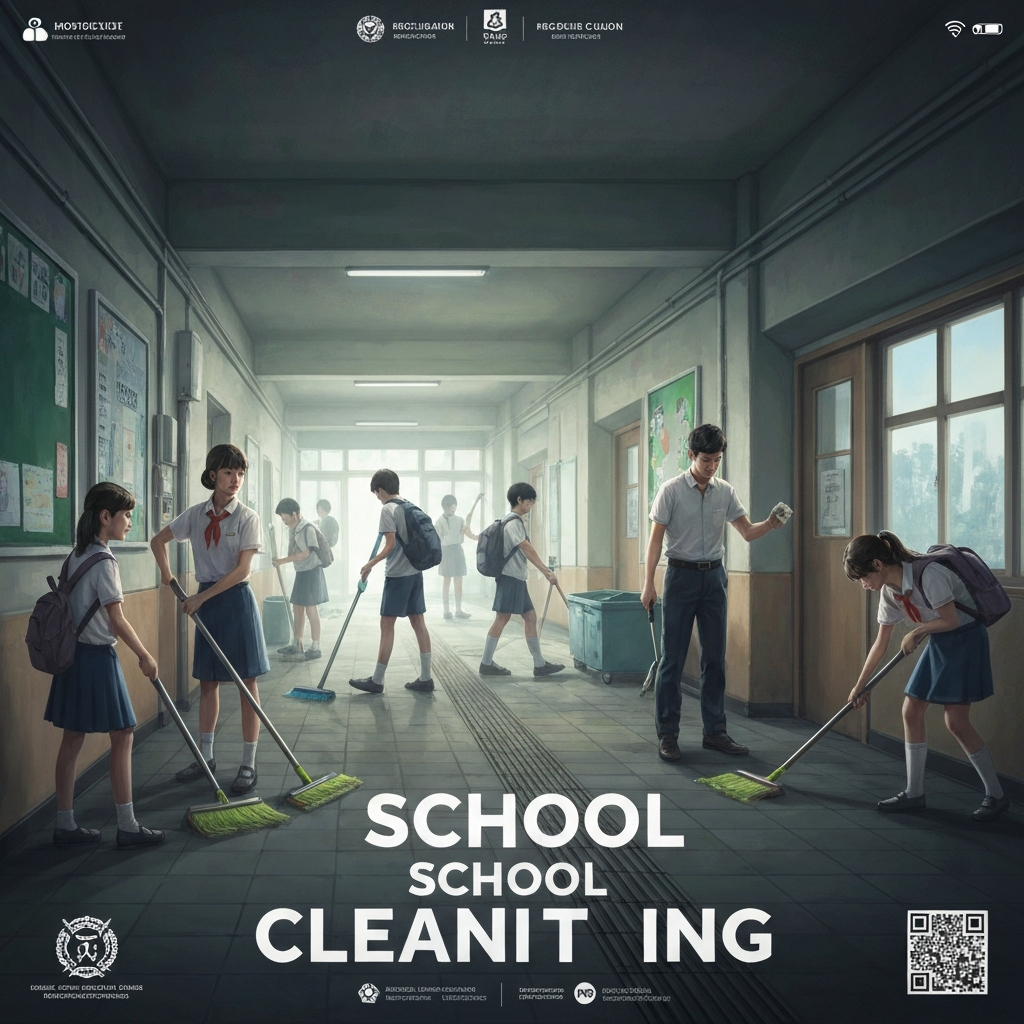 A poster advertising a school cleaning event