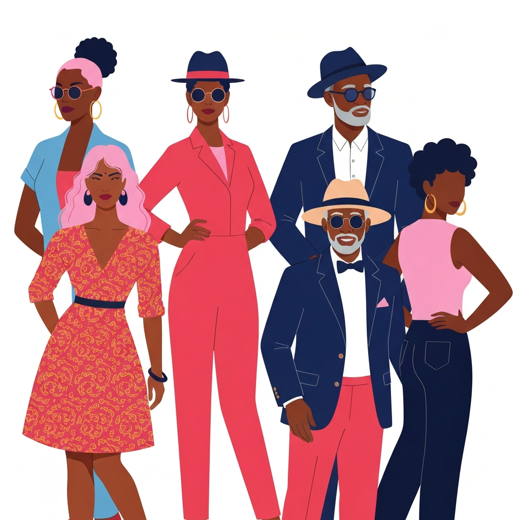 Illustration of a diverse group of people expressing their unique personal styles
