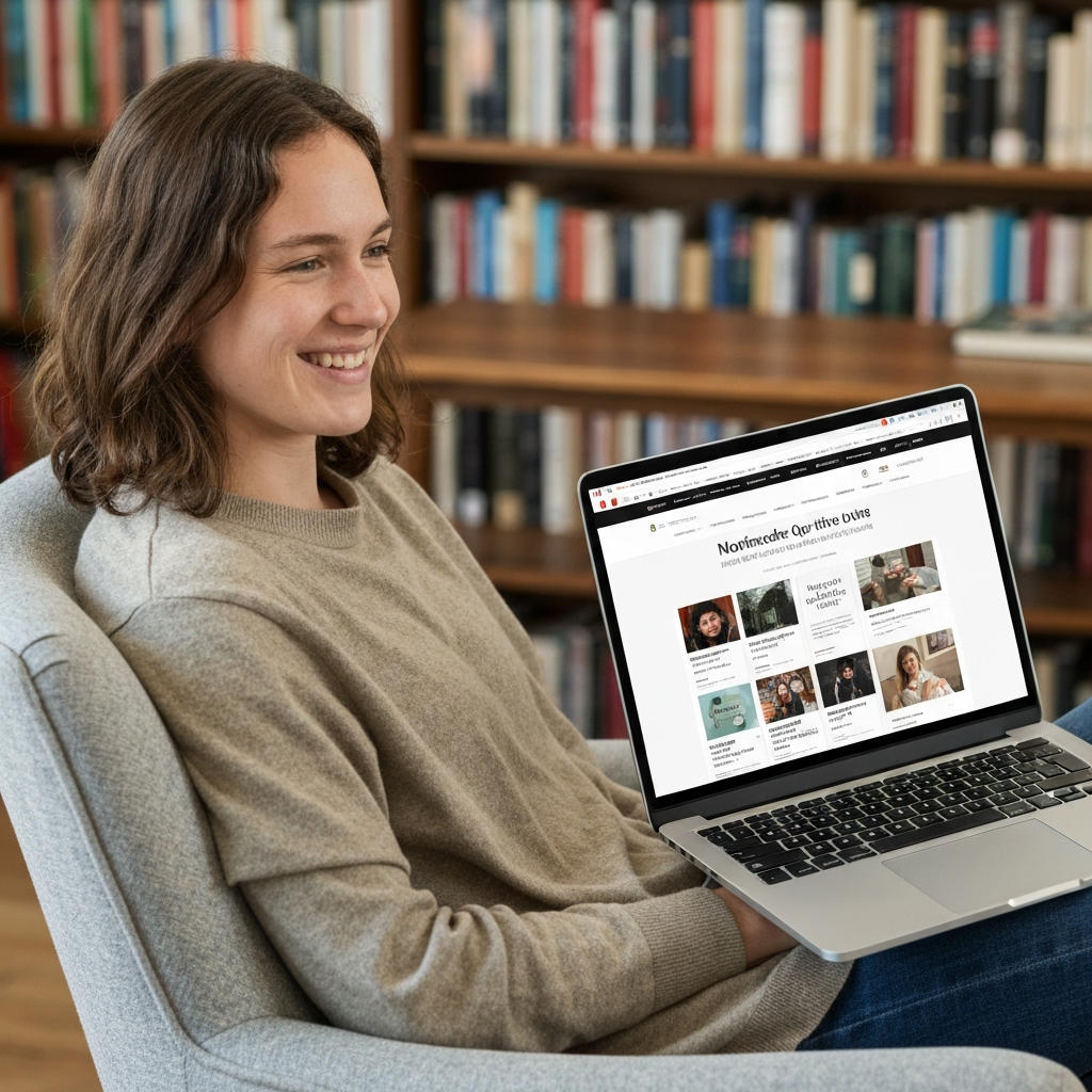 A person browsing motivational quote websites on a laptop.