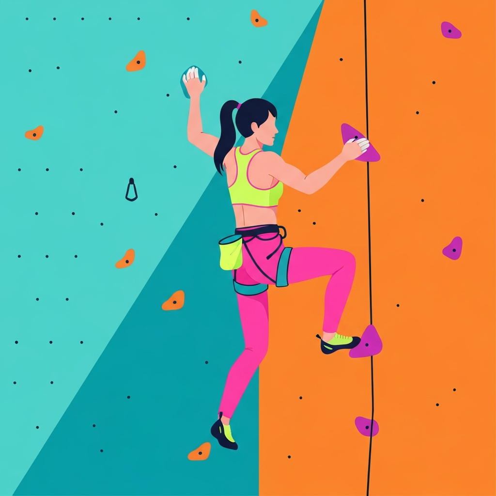 A person rock climbing indoors