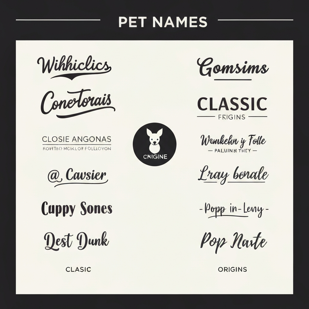 A list of generated pet names with different styles and origins.