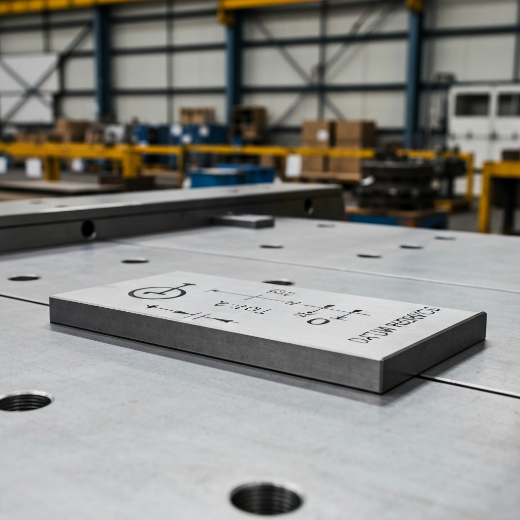 Example of a Feature Control Frame (FCF) showing the symbol, tolerance, modifiers, and datum references.