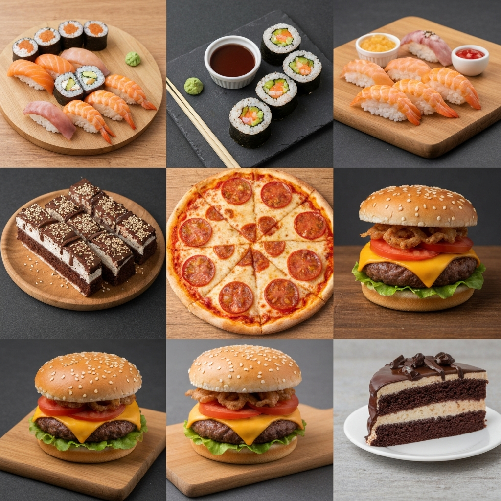 Image depicting various food types symbolizing different pick-up line styles.