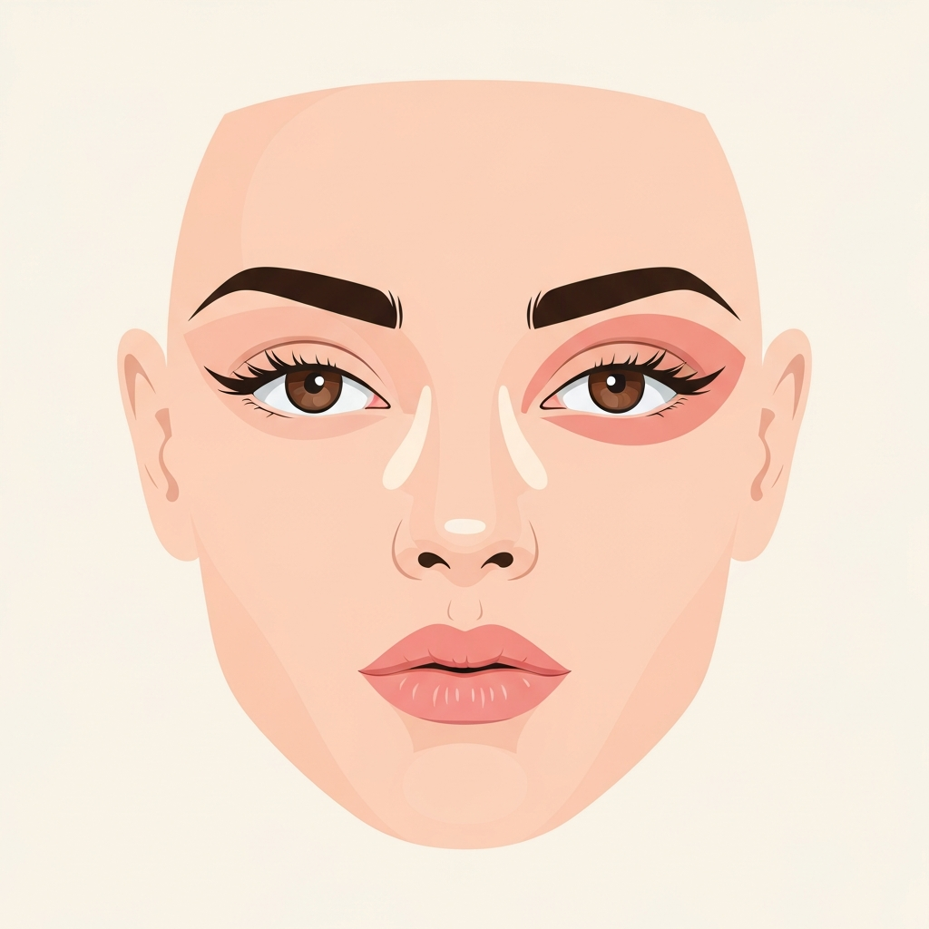 Image demonstrating how to highlight the bridge of the nose with makeup.