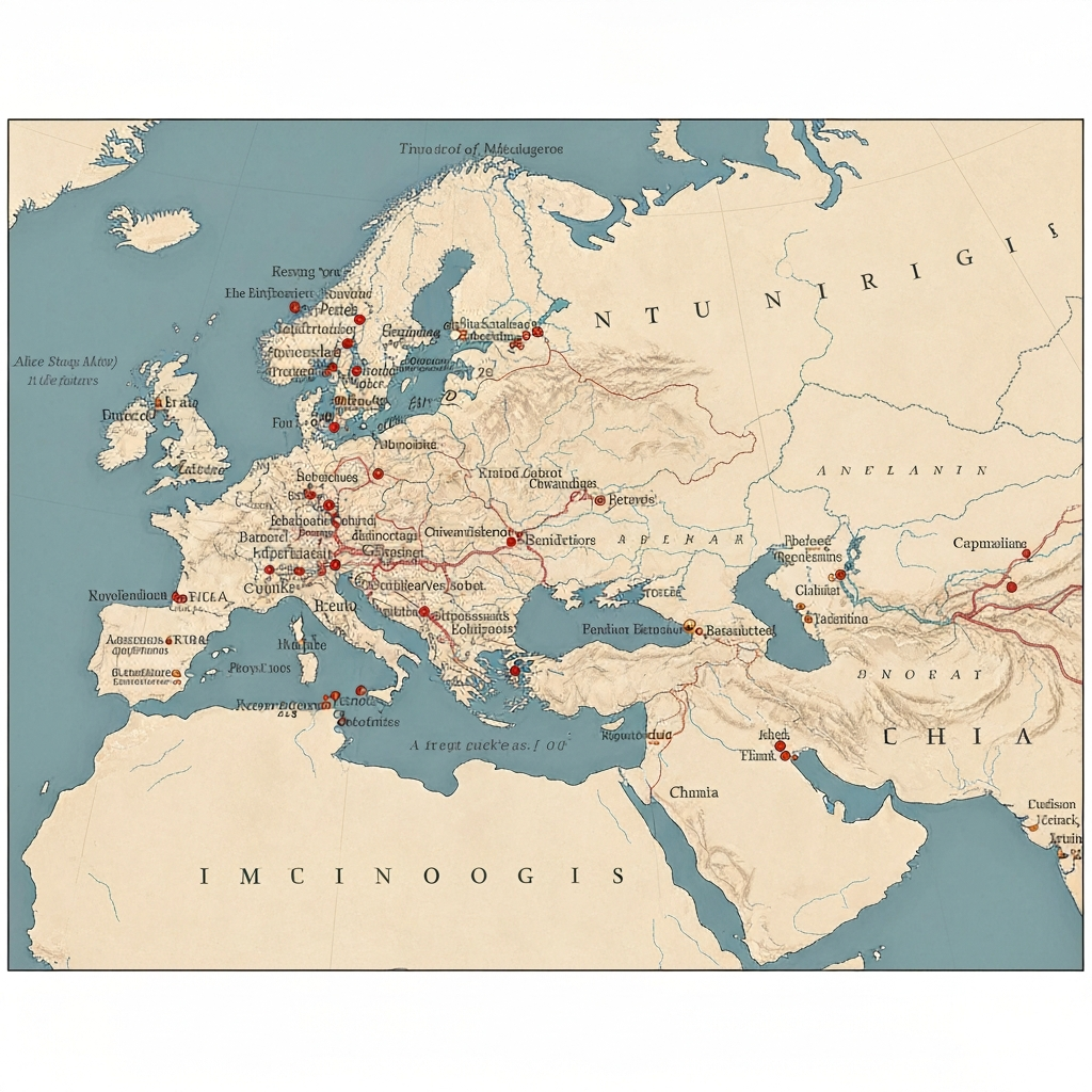 Map showcasing areas where major mythologies originated
