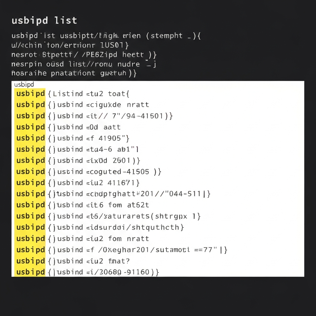 Example output of usbipd list command