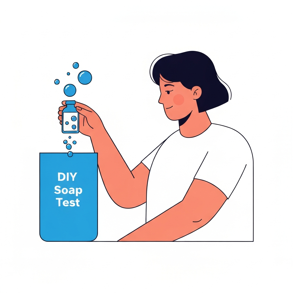 Performing a DIY soap test to check for hard water.