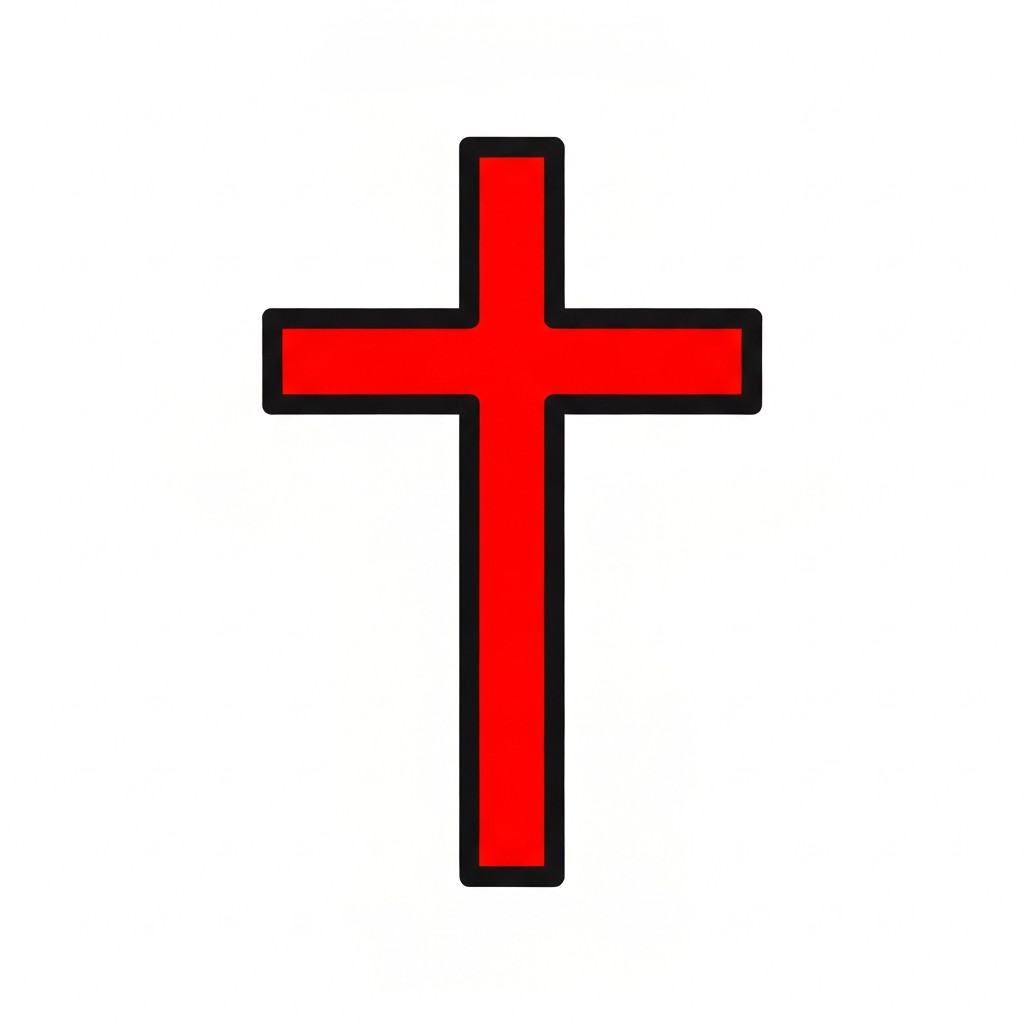 Orthodox Cross: A cross with three horizontal bars, the bottom one slanted.