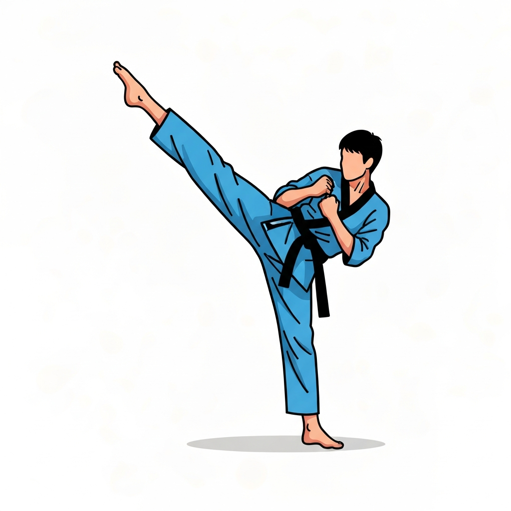 Demonstration of a roundhouse kick (Dollyo Chagi)