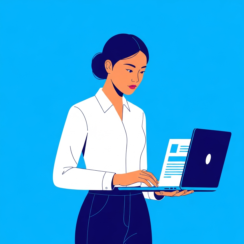 Person working on a laptop, presumably updating their resume