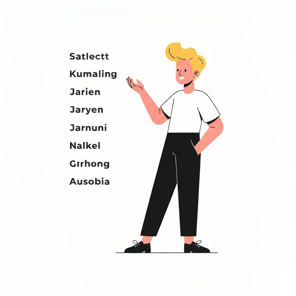 A person confidently choosing an artist name from a list.