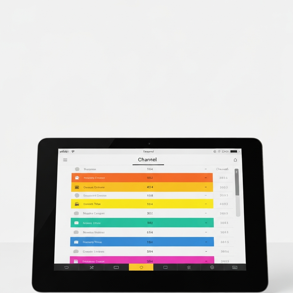 Image of the HomePatrol touchscreen display showing a list of channels.
