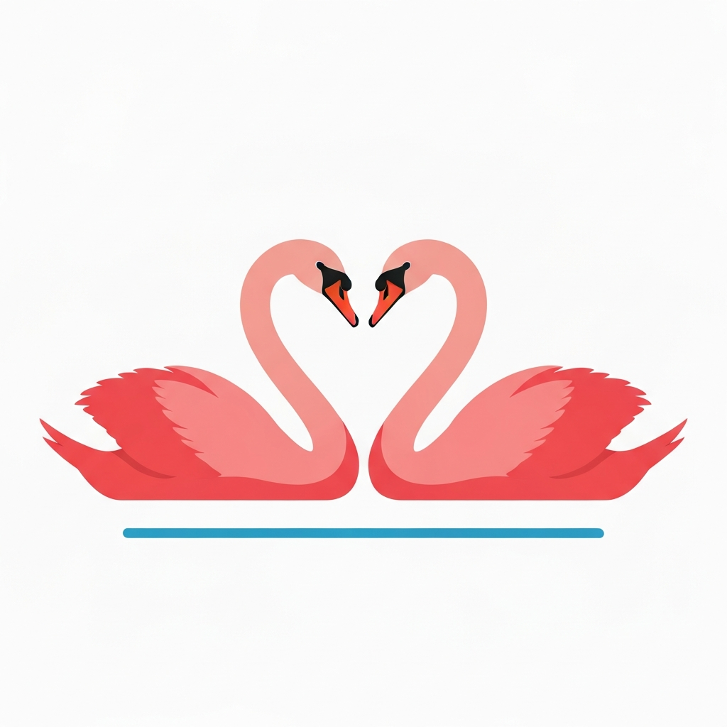 Two swans forming a heart shape with their necks