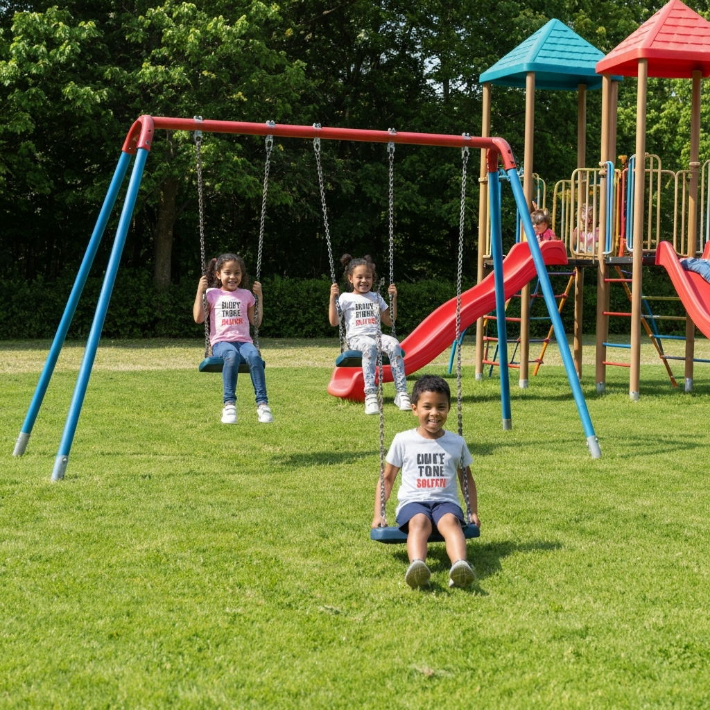 Children on a playground, a common setting for the phrase's usage.
