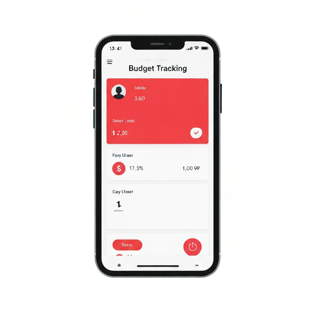 A mobile phone showing a budget tracking app.