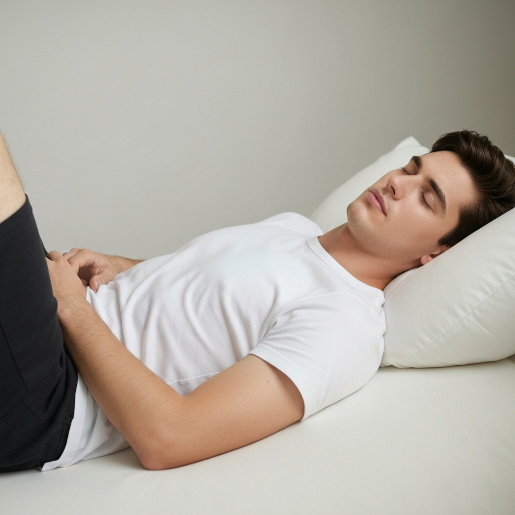 Illustration showing the proper position for sleeping on your left side.