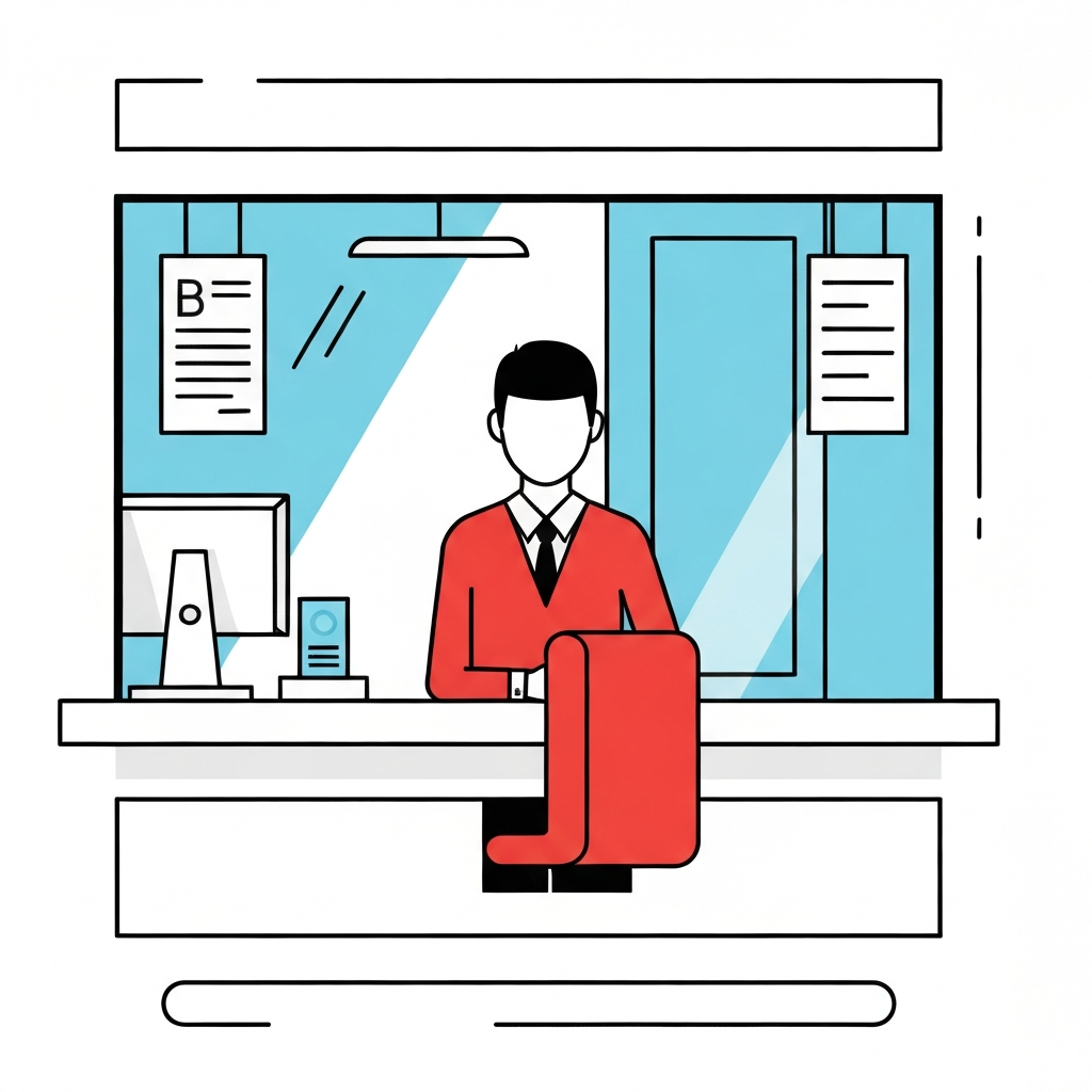 Person at a bank teller window.