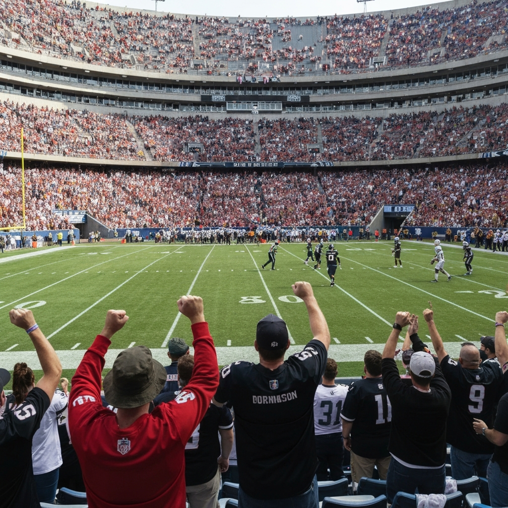 Fans cheering during a football game