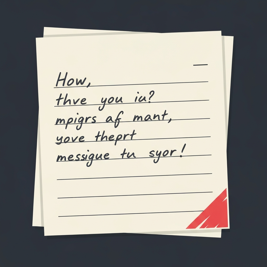 Close-up of a handwritten note with a personalized message.