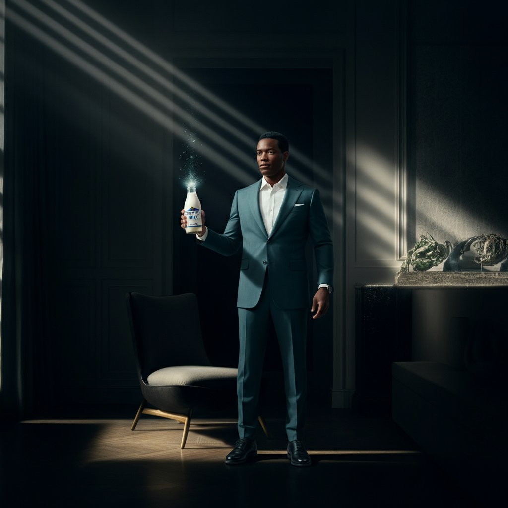 A character model holding a bottle of Fortified Milk, with light streaming through the bottle, creating a sense of magical invincibility.
