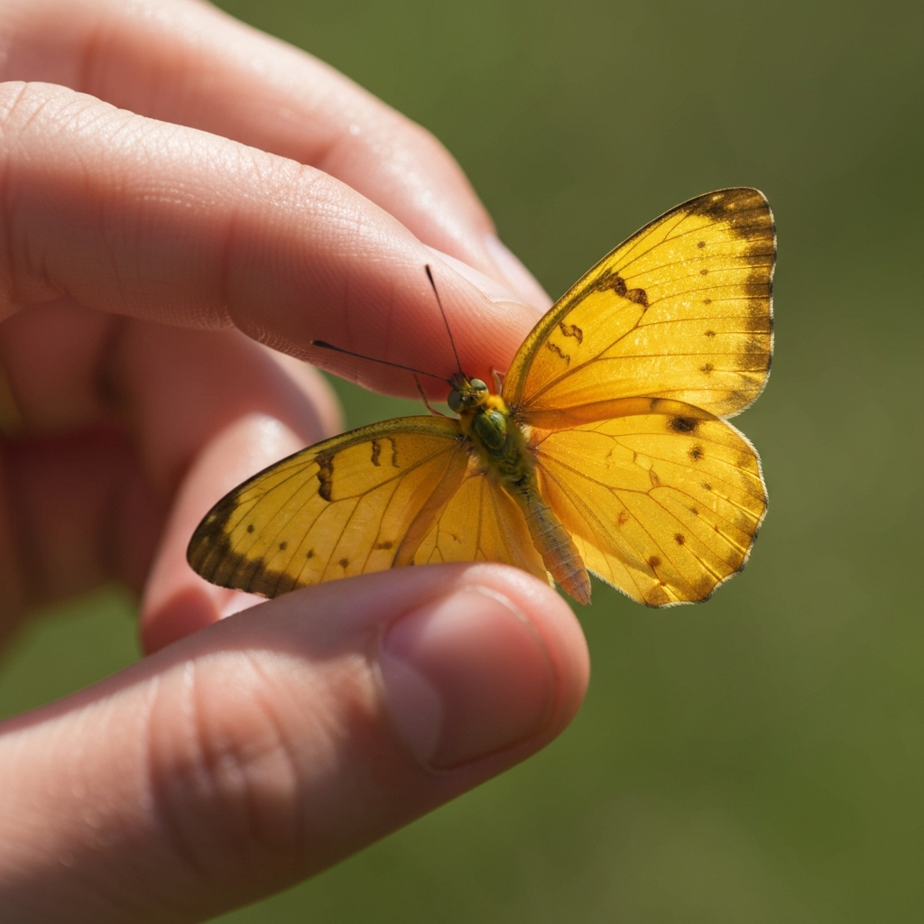 Close-up of fingers gently sprinkling cosmetic-grade silver glitter onto a completed ice princess face paint design on a child's cheek. Shallow depth of field blurs the background, focusing on the shimmering glitter and the delicate features of the face paint. Backlighting creates a magical and ethereal atmosphere.