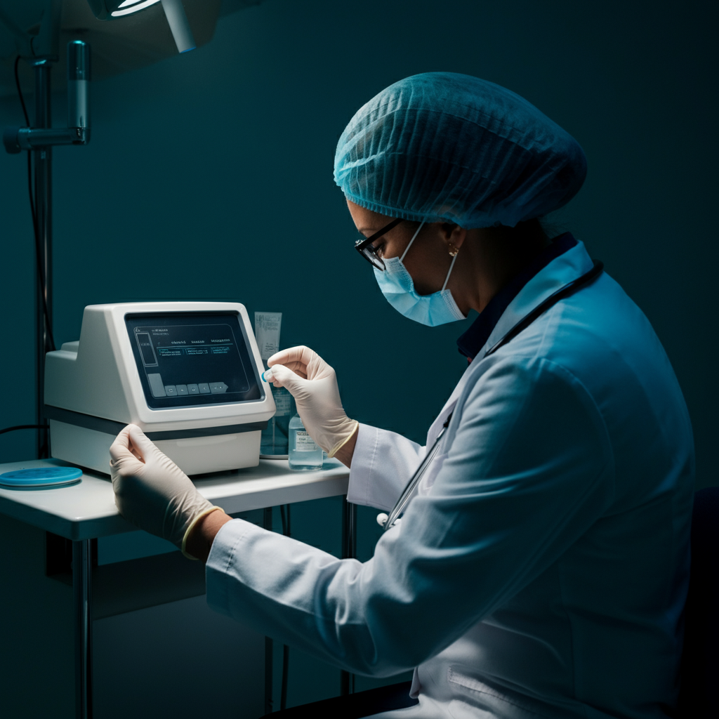 A brightly lit doctor's office with an allergist performing a skin prick test on a patient's arm. Focus on the sterile medical equipment and the professional attire of the doctor.