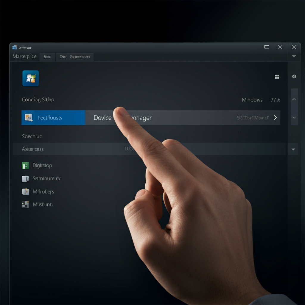 A person right-clicking on the Windows icon in the taskbar, highlighting the "Device Manager" option in the context menu. The taskbar is clean and uncluttered, with only essential icons visible.