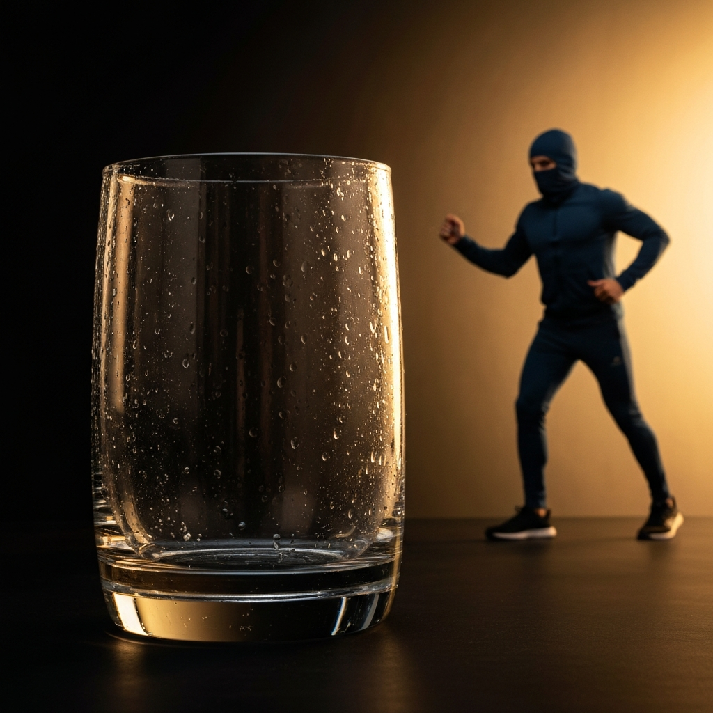Close-up of clean glassware with visible water spots, lit with diffused studio lighting to showcase the clarity and imperfections of the glass.