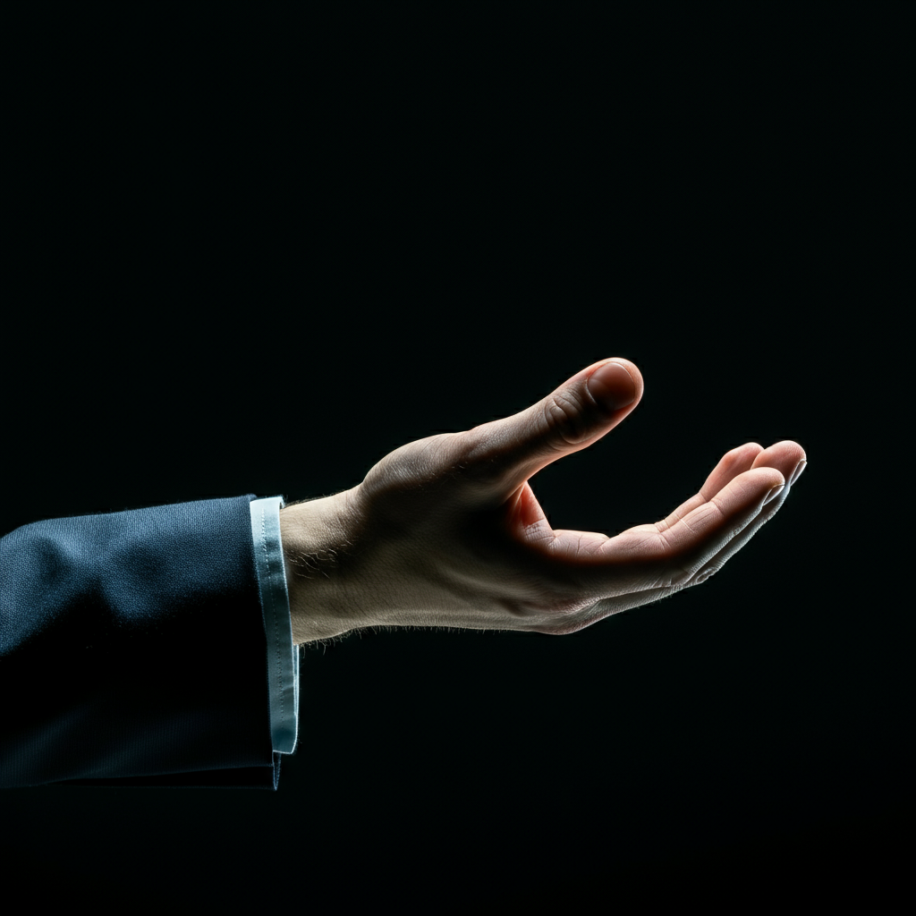 Close-up of a hand forming the initial grip for the German style, resembling the American grip, but with a slightly more open hand posture. Natural daylight from a window, casting soft shadows.