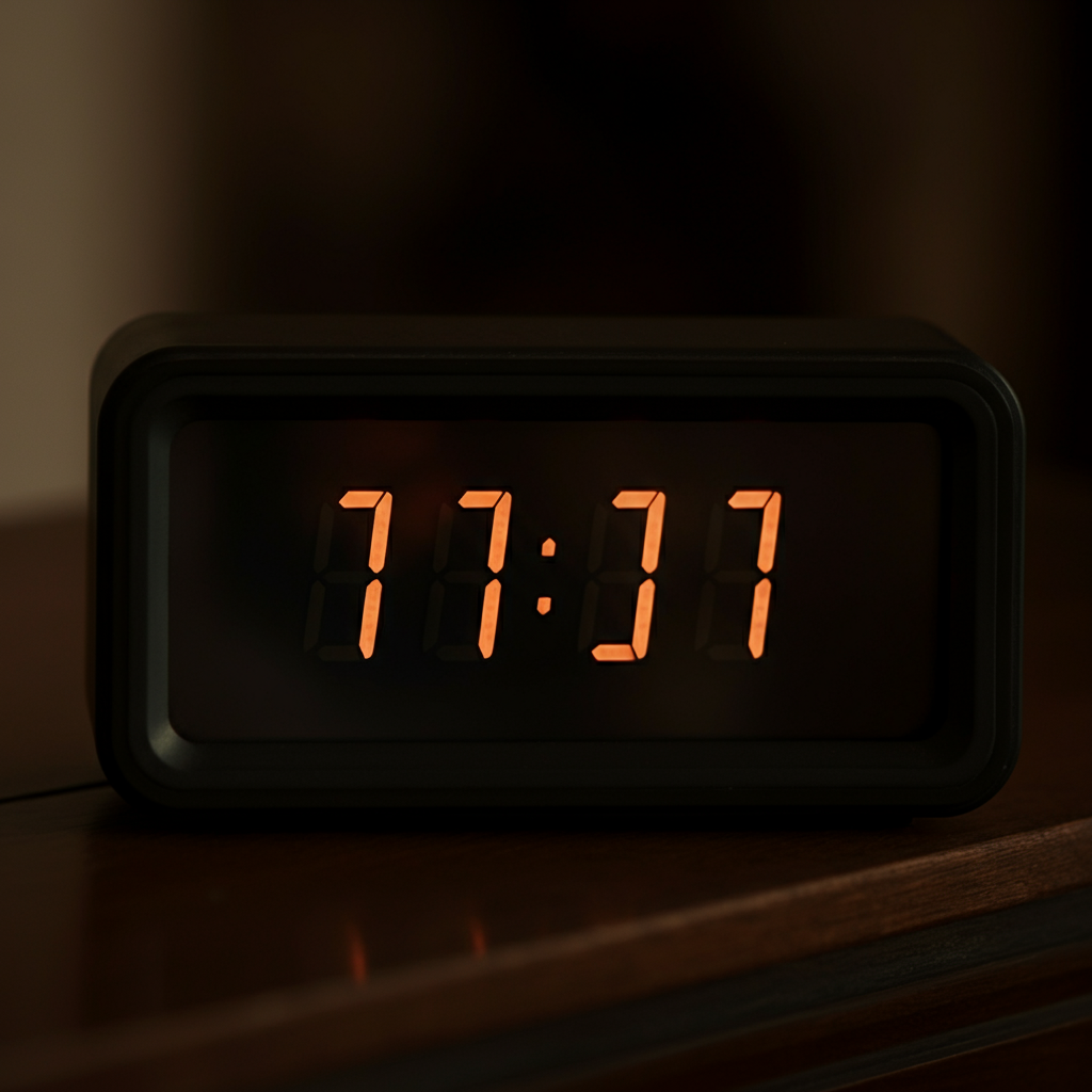 A digital clock displaying the time 11:11, with a soft, blurred background.