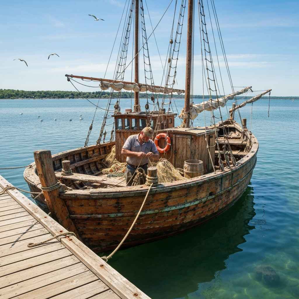 A person wearing the full tourist ensemble (Hawaiian shirt, khaki shorts, socks and sandals, fanny pack, straw hat, and multiple cameras) is standing in a bustling city street, looking slightly lost but genuinely happy. The lighting is bright and sunny, creating a vibrant and energetic atmosphere.