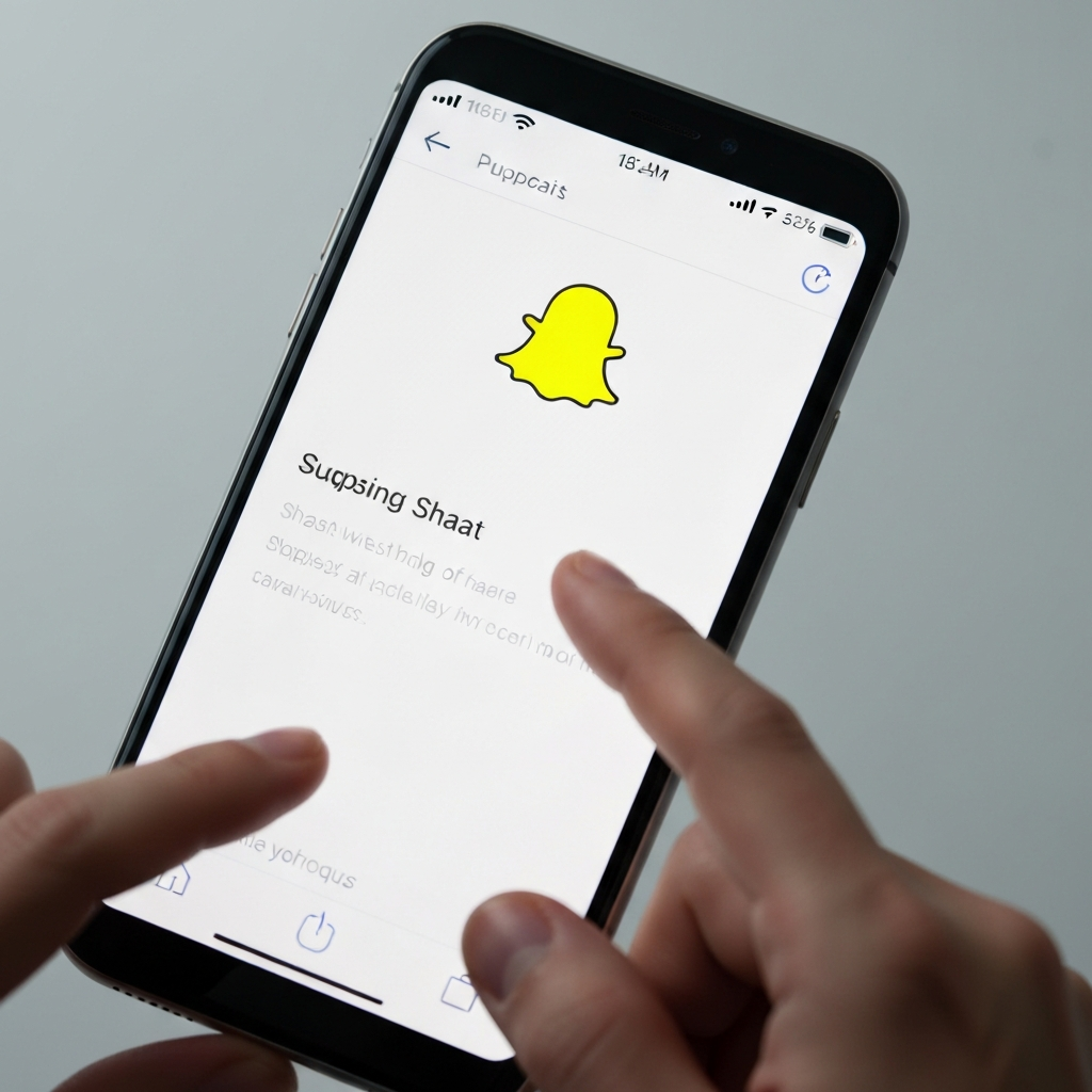 A smartphone screen displaying the Snapchat app interface. The gear icon in the upper right corner is highlighted. A hand is tapping the screen. The light is bright and evenly distributed.