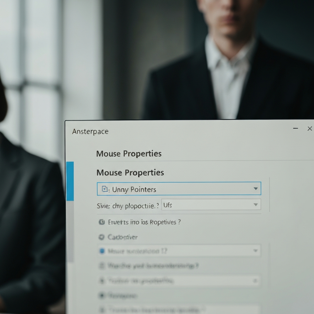 Close-up shot of a computer screen displaying the "Mouse Properties" window in Windows, with the "Pointers" tab selected. Focus is on the customization options, with a shallow depth of field emphasizing the text.