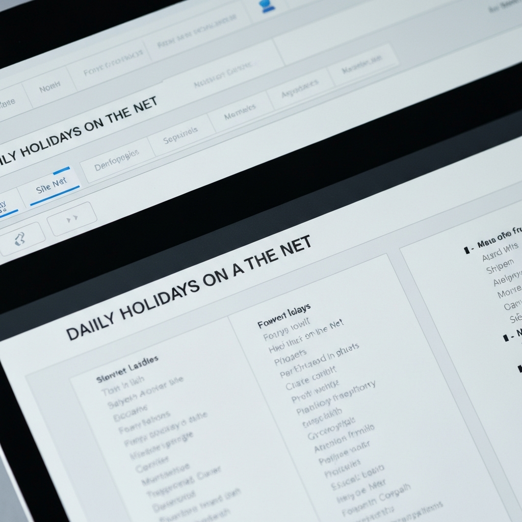 A close-up of a computer screen showing the "Daily Holidays on the Net" website. The colors are slightly muted, reflecting the website's older design. The text is clear and legible, showcasing the list of holidays.