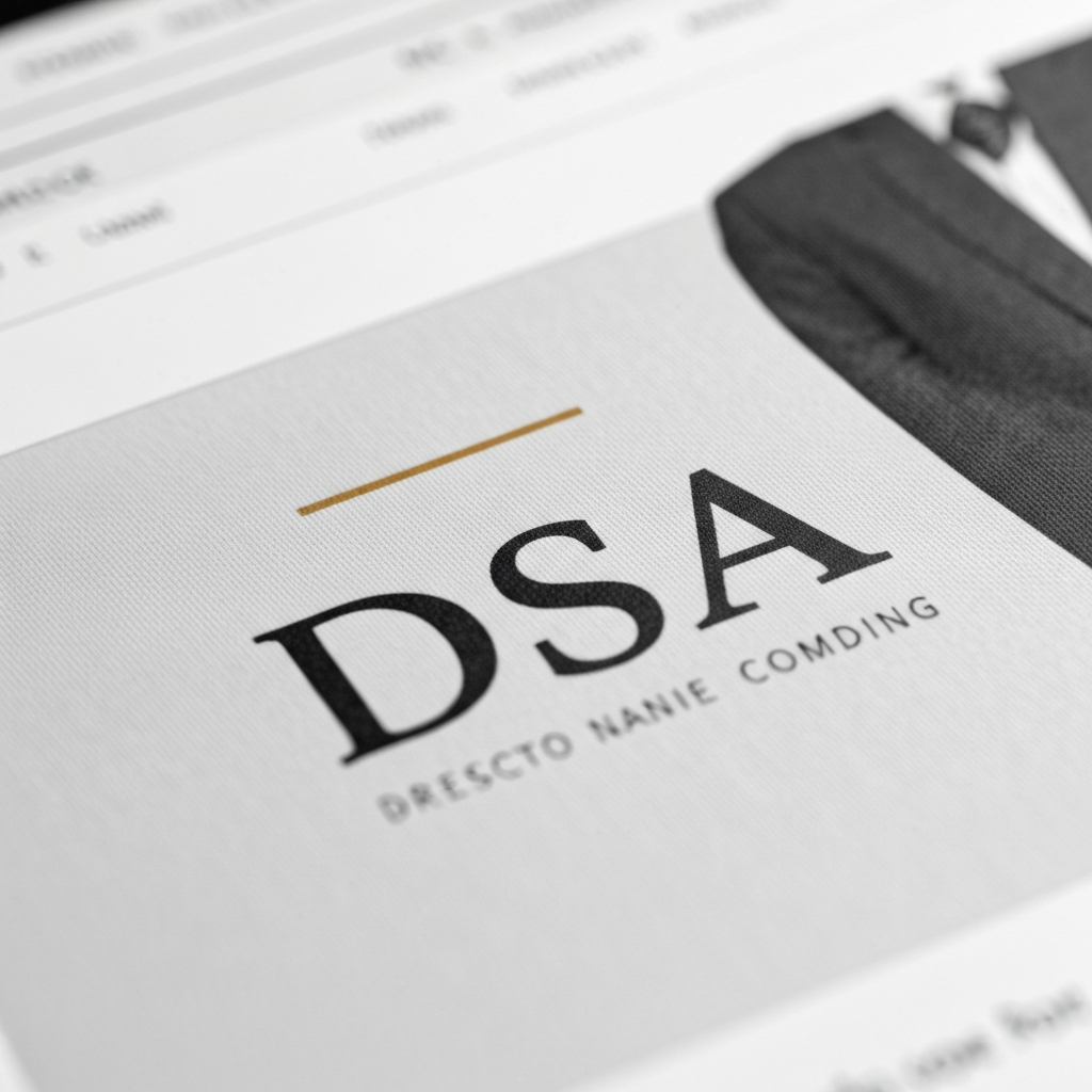 A close-up shot of a DSA logo displayed on a company's website. The logo is crisp and clear, with a professional design. The background features a clean, minimalist web page layout.