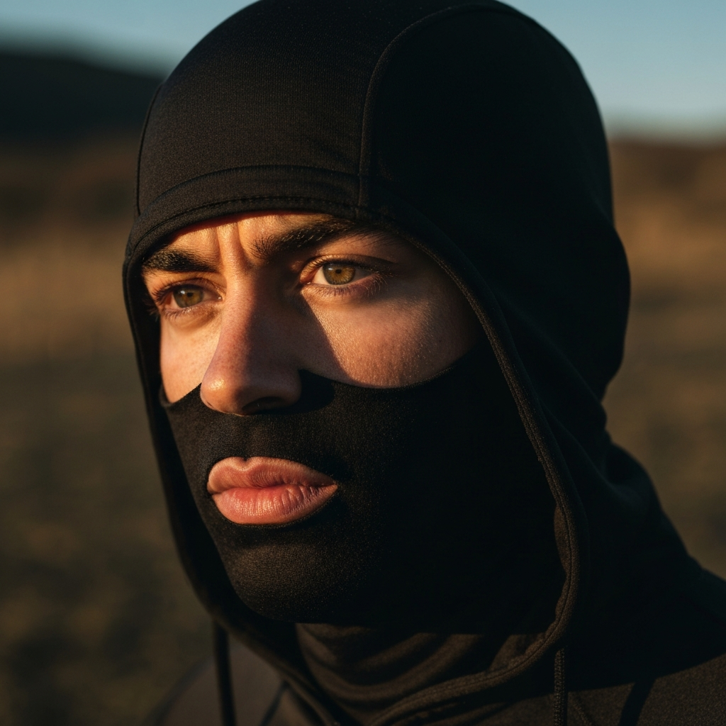 Extreme close-up shot of a man's face, focusing on his eyes. His pupils are slightly dilated. Soft, even lighting provides clarity and depth to his features.