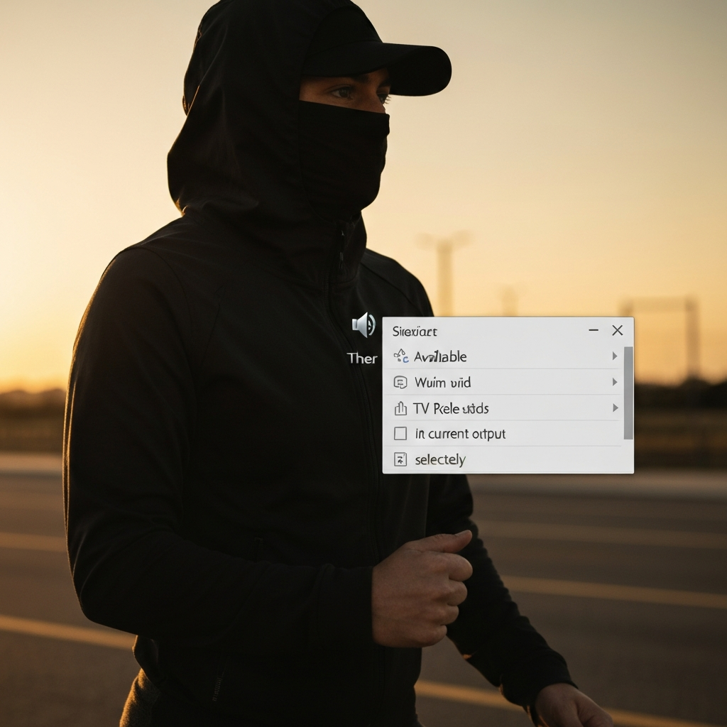 A close-up of the Windows system tray, highlighting the speaker icon. The popup menu shows the available audio output devices, with the TV selected as the current output.