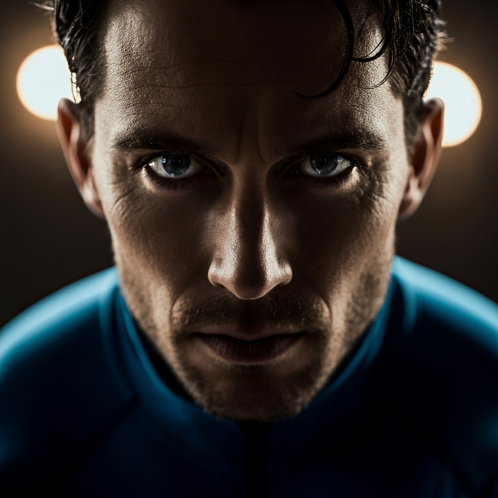 A headshot of a person with intense eyes looking directly at the camera. The background is blurred, drawing all attention to their piercing gaze. The lighting is soft and even, highlighting the details in their eyes and creating a sense of depth.