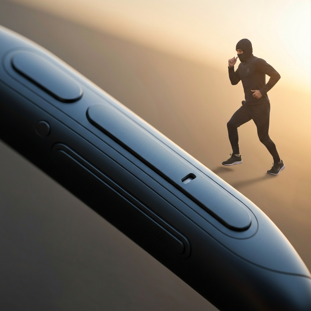 Macro shot of a smartphone's volume buttons, showcasing the texture and slight gaps where dirt could accumulate. Soft, diffused lighting to highlight detail.