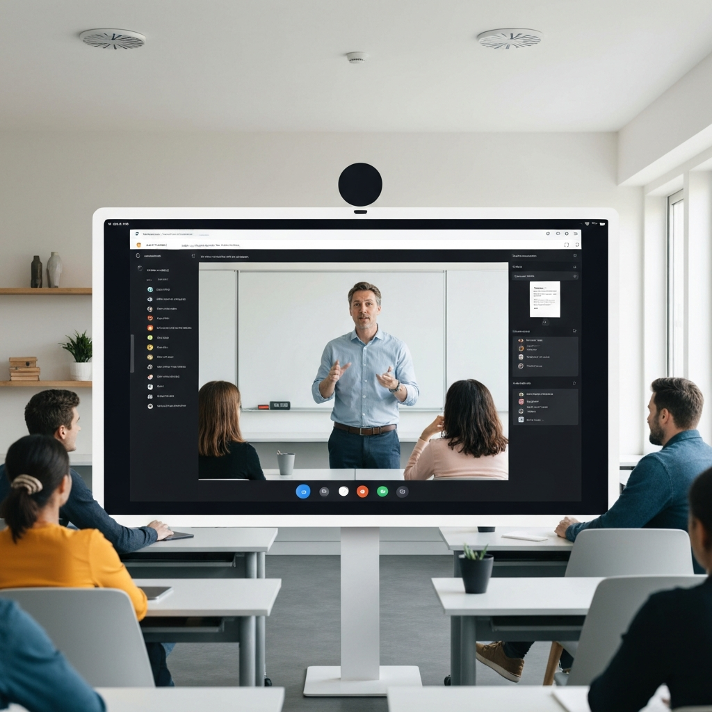 A dynamic virtual classroom environment with students actively participating in a live online session. The instructor is engaging with students, answering their questions and fostering a collaborative learning atmosphere. The screen displays various interactive elements, such as chat boxes and shared documents.