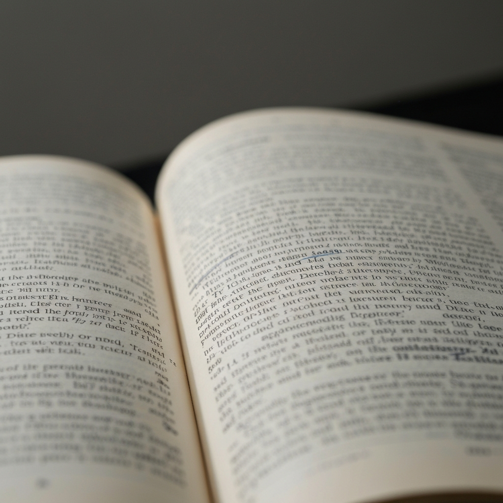 A close-up shot of an open dictionary. The page is slightly worn, with visible text and annotations around a specific entry. Soft, diffused light illuminates the page, creating a sense of focus and scholarship.