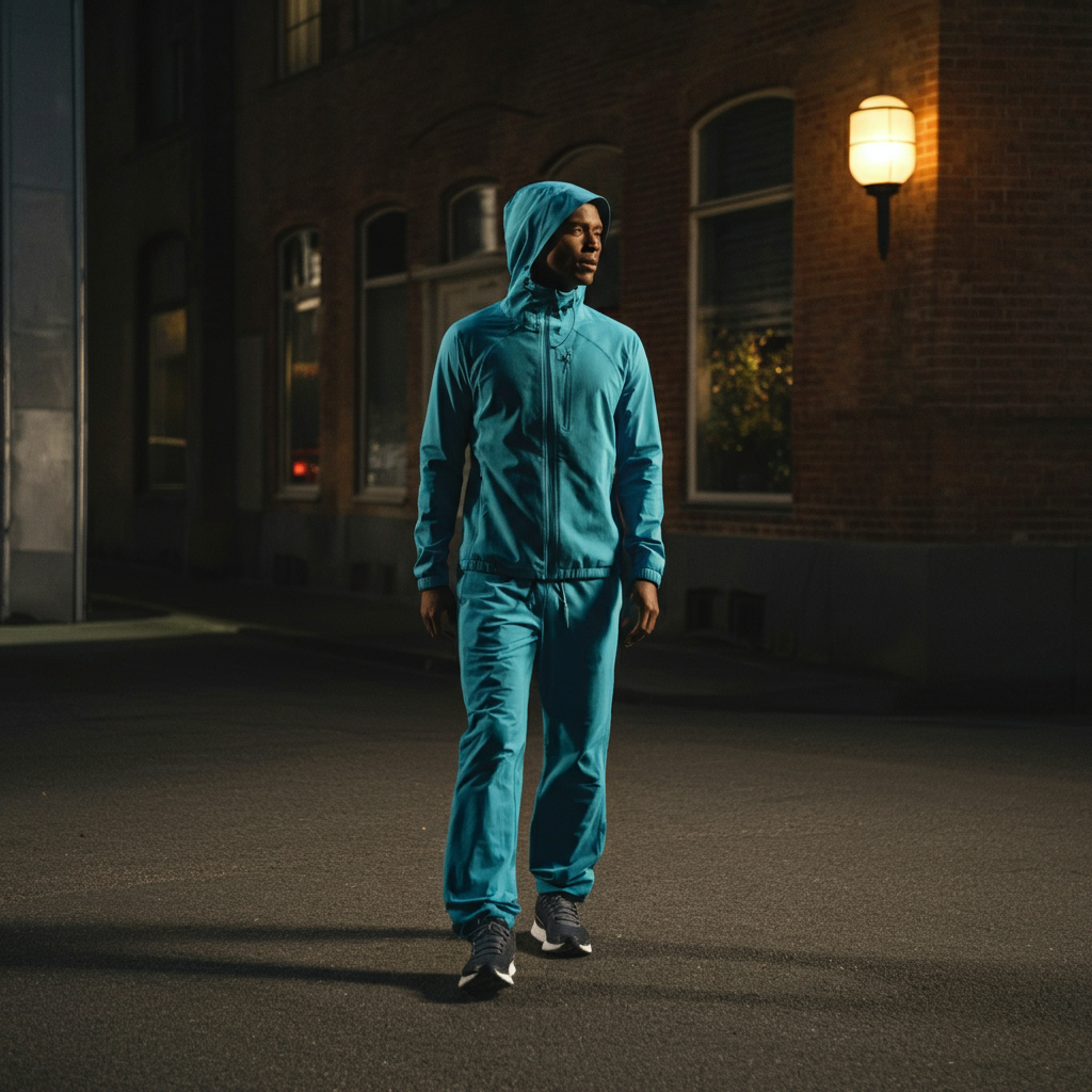 A person walking down a street, using their senses - looking, listening - to be aware of their surroundings. Good visibility and natural light.
