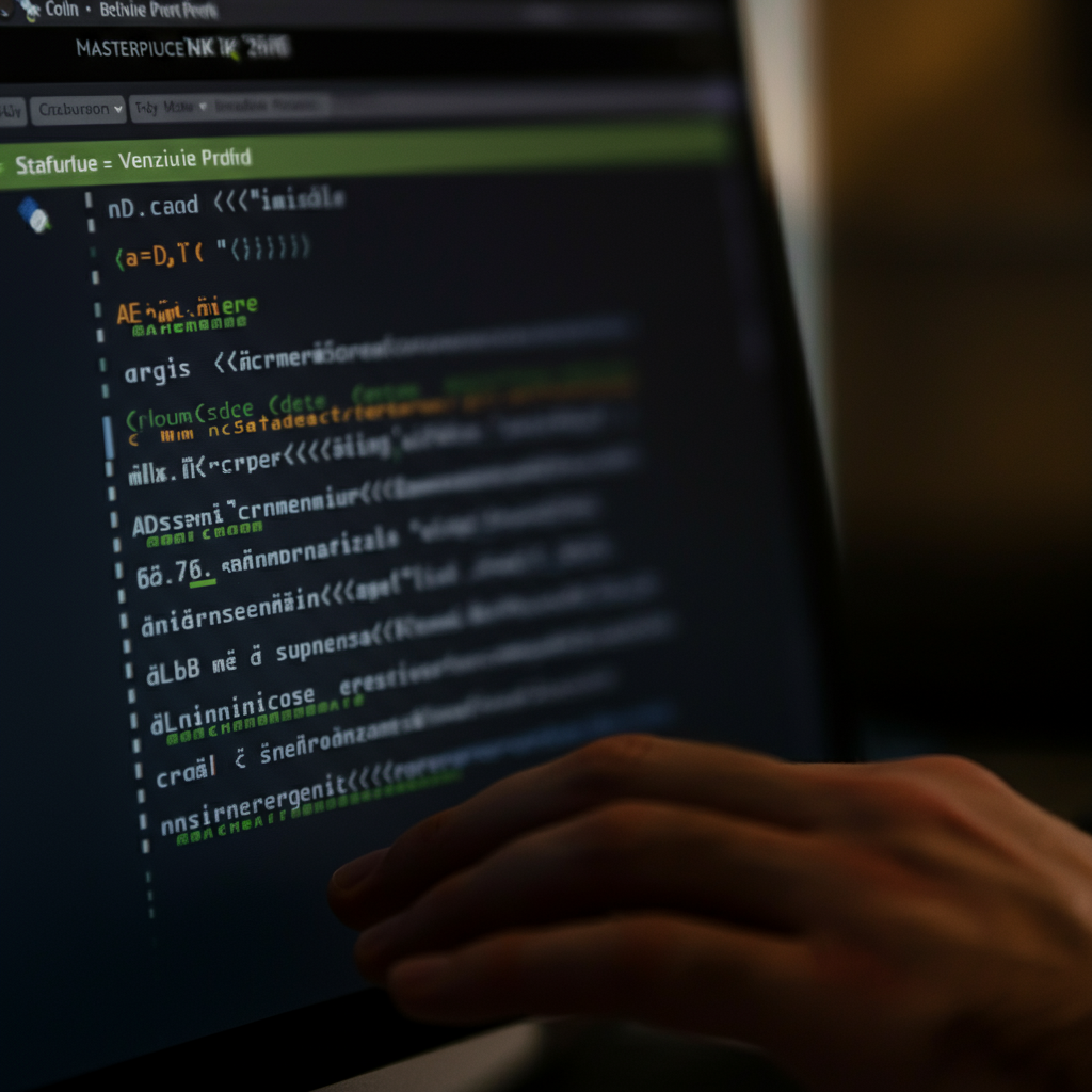 A close-up shot of a command prompt window on a computer screen, displaying ADB commands. The lighting is dim and focused on the screen. A blurred background shows a hand typing on the keyboard.