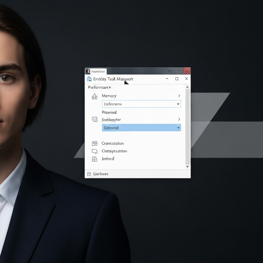 A screenshot of the Windows Task Manager, highlighting the "Memory" section of the "Performance" tab with a subtle, clean graphic overlay.