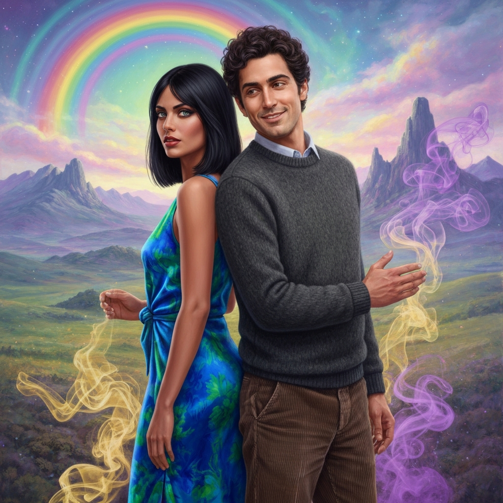 Two people standing in a doorway, saying goodbye. The lighting is soft and warm, suggesting a peaceful resolution. One person is holding the door open for the other, signaling the end of the conversation. The scene conveys closure and respect.