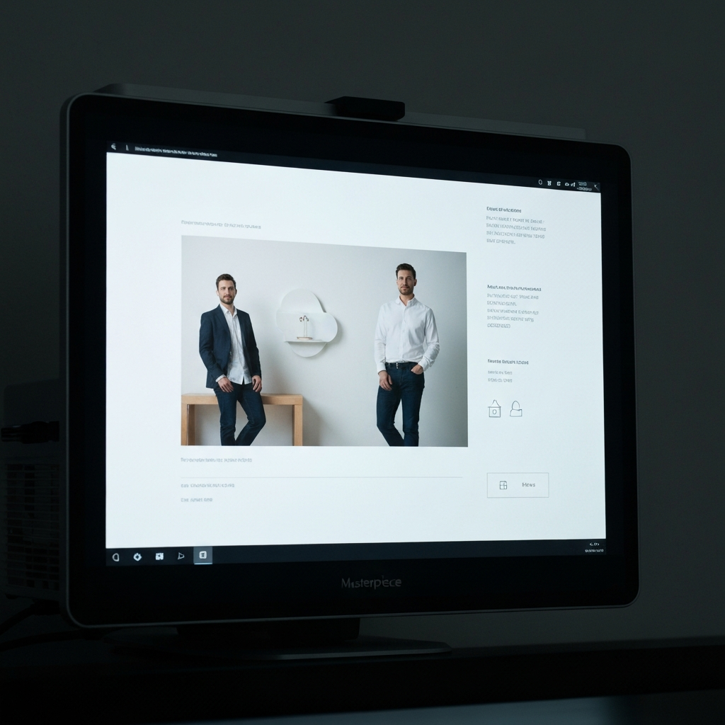 A projector displaying a visually appealing slide with a minimalist design. The lighting is slightly dimmed, highlighting the clarity and brightness of the projected image. The focus is on the clean lines and professional layout of the slide.