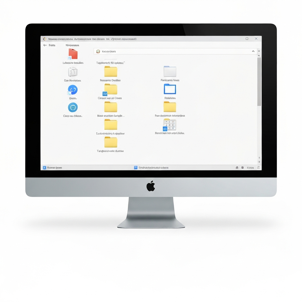 A desktop computer displaying a neatly organized folder structure in a file explorer window. The folder icons are clean and visually appealing.