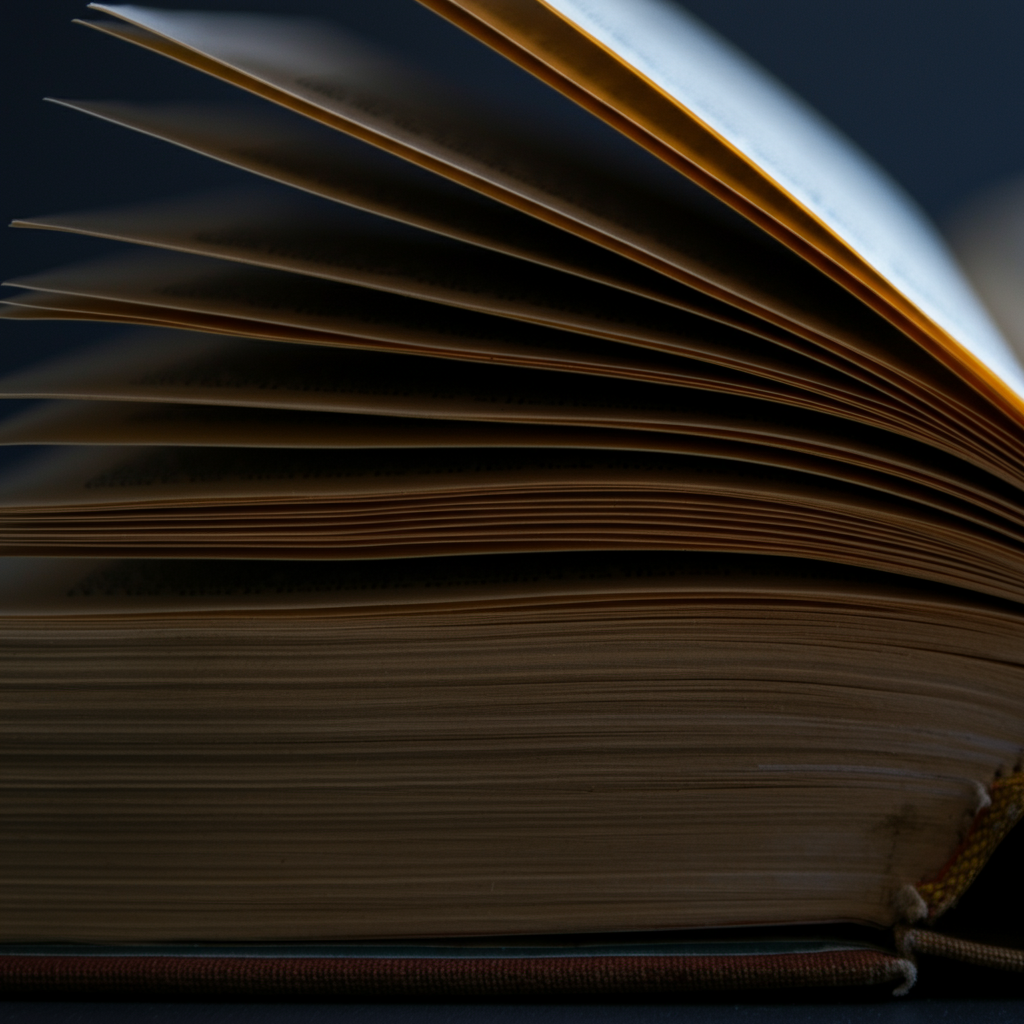 A macro shot of an open thesaurus, with several words highlighted in bright colors. The pages have a slightly worn texture, and the lighting is warm and inviting.