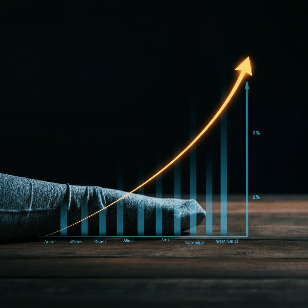 A graph depicting revenue growth over time. The graph line is steadily increasing, and the axes are clearly labeled. A soft glow highlights the upward trend.